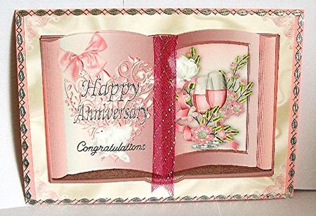 Open Book of Pink Champagne & Flowers A4 by Maxine Jones