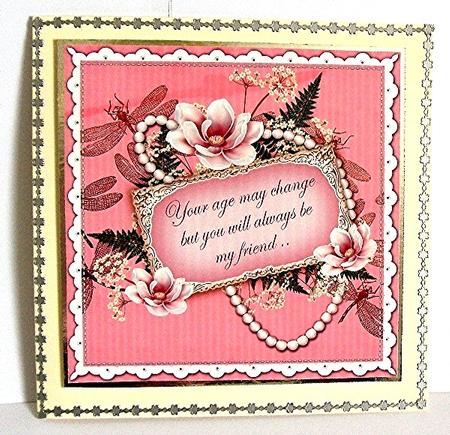 Pink Magnolia Age Change 8in Vintage Decoupage Topper by Maxine Jones