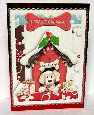 I "woof" Christmas, Cute Puppy in Kennel by Maxine Jones