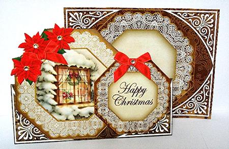 Christmas Window Happy Christmas Double Octagon Card Kit by Maxine Jones