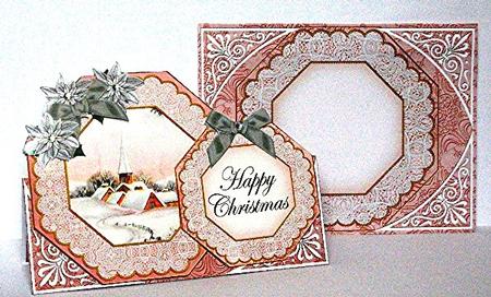 Snow Village Happy Christmas Double Octagon Card Kit by Maxine Jones