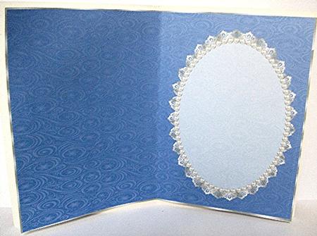 Blue Snowflake, Swirls, Silver Lace and Pearl Insert by Maxine Jones