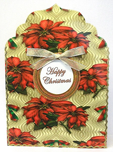 Dark Red Goldflake Christmas Mix1 Sentiment Round Toppers by Maxine Jones