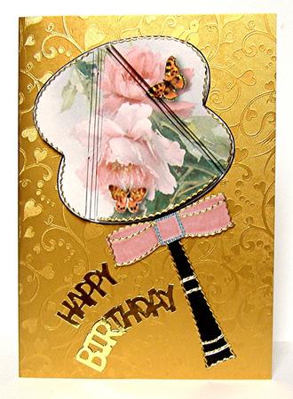 Pink Butterfly Roses 3D Fan Stacker Topper Sheet by Maxine Jones