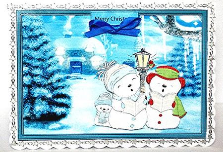 Merry Snowman Carol Singers Card and Decoupage by Maxine Jones