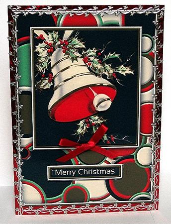 Modern Vintage Bells & Holly Quick Card by Maxine Jones