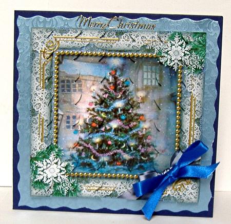 How Tree Looks Snow 5inch Square Scalloped 2 Side Stacker by Maxine Jones