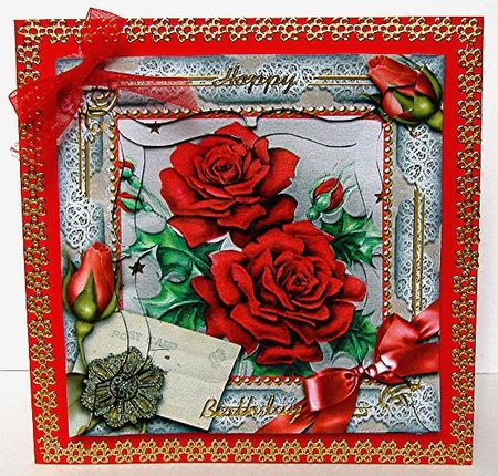 Christmas Roses 5inch Bracket Edge Spiral Stacker by Maxine Jones