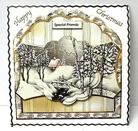 Crossing Over the Bridge at Christmas Card Front by Maxine Jones