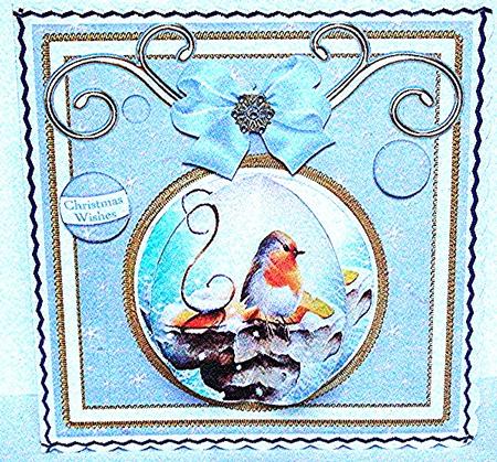 Blue Robin 3D Bauble 8in Card Front Mini Kit by Maxine Jones