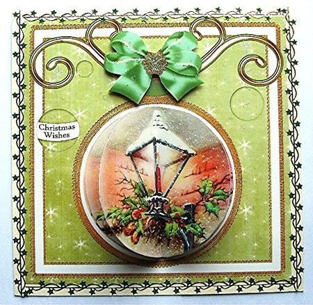 Christmas Lantern Olive 3D Bauble 8in Card Front Mini Kit by Maxine Jones