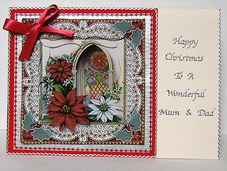 Poinsettia Window 5inch Bracket Edge Spiral Stacker by Maxine Jones