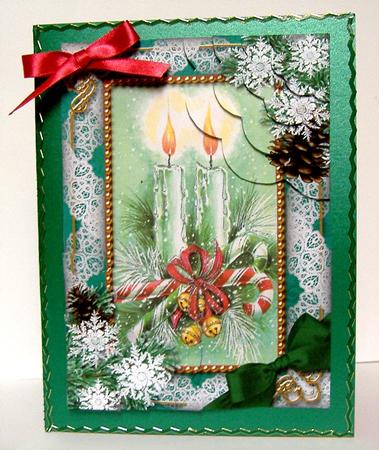 Candle Duo Snow 7x5inch Scalloped Duo Corner Stacker by Maxine Jones