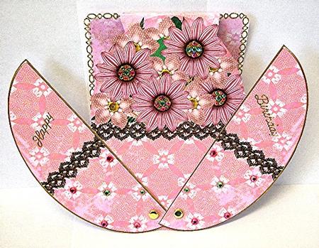 Pink Fmk Daisies 3D Fab Opening Egg Card Mini Kit by Maxine Jones