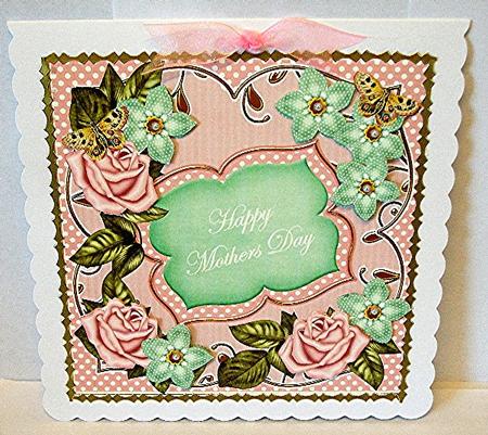 Pink Mint Fmk Rose Mothers Day 7in Fancy Decoupage Topper by Maxine Jones