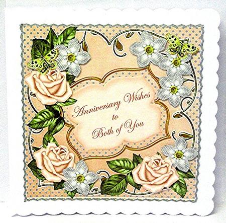 Pink Silver Fmk Rose Anniversary 7in Fancy Decoupage Topper by Maxine Jones