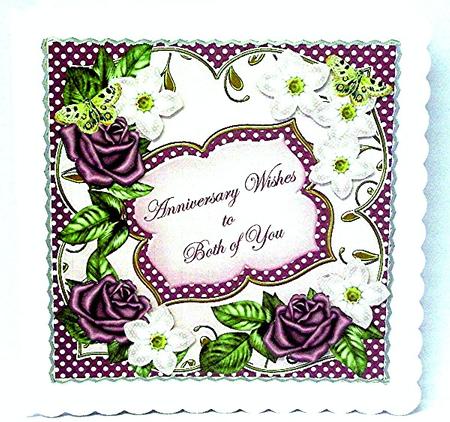 Purple Fmk Rose Anniversary 7in Fancy Decoupage Topper by Maxine Jones