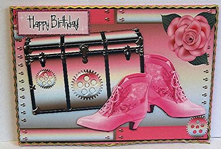 Ladies Steampunk Trunk with Boots & Rose by Maxine Jones