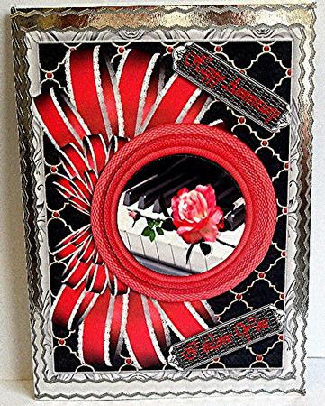 Romance Anniversary Valentine Bow and Circle Pyramid Card by Maxine Jones