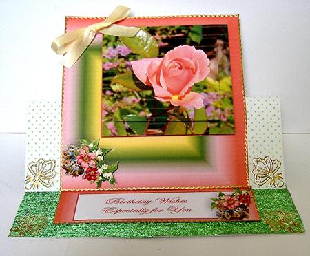 Cottage Rose Easel Card by Maxine Jones