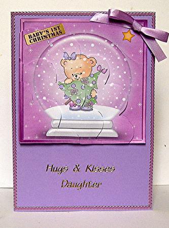 Baby's 1st Xmas Snowglobe Shell Edged Corner Side Stacker by Maxine Jones