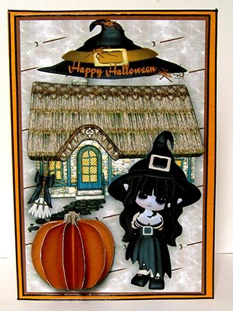 3D Pumpkin & Halloween Card Front by Maxine Jones