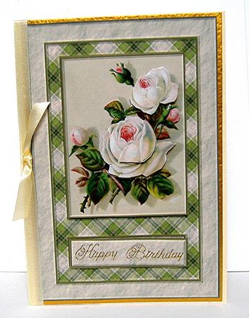 Cream Roses Quick Card by Maxine Jones