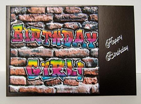 Graffiti Birthday Girl! Scallop Corner Side Stacker Topper by Maxine Jones