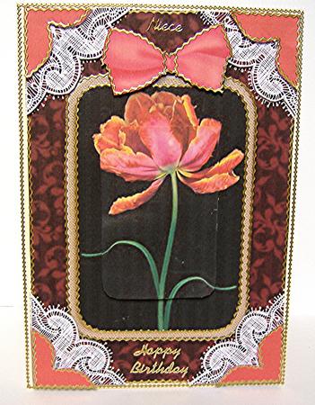 Black Tulip A5 Decoupage Card Front Step by Step by Maxine Jones