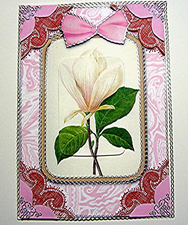 Sweet Magnolia A5 Decoupage Card Front Step by Step by Maxine Jones