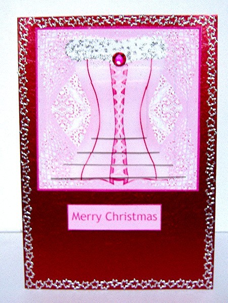 Christmas Corset Pyramid Card by Maxine Jones