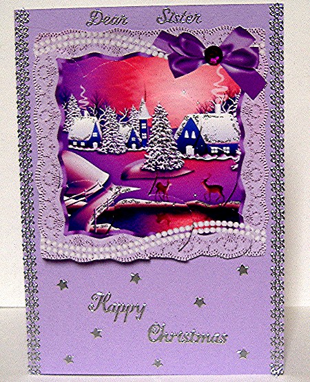 Sunset Over the Snow with Lace Frame and Shell Edged Corner by Maxine Jones