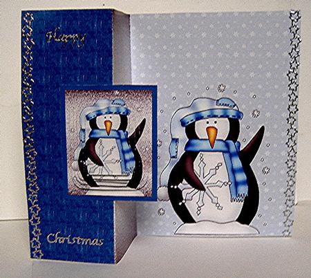 Flake Penquin No Cut Foldback Card by Maxine Jones