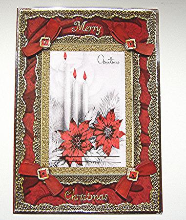 Christmas Poinsettias A5 Lace N Bows Card Front Step by Step by Maxine Jones