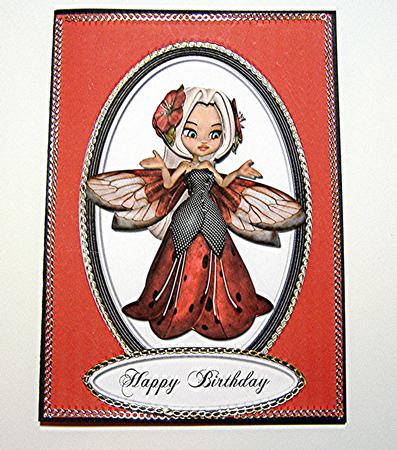 Flower Fairy in Red Quick Card by Maxine Jones