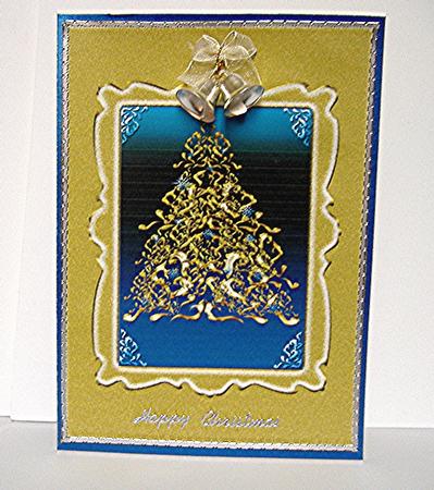 A4 "shiny Christmas Tree in Gold Frame" by Maxine Jones