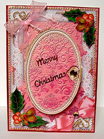 Candle Trio Holly A5 Locket Card Front by Maxine Jones