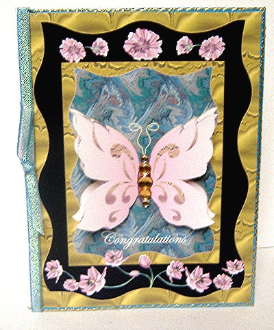 A4 Affection Butterfly in Gold Frame Congratulations Card by Maxine Jones