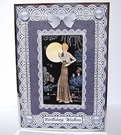 Art Deco Lady in the Orient 'n Lace Step by Step Card Front by Maxine Jones