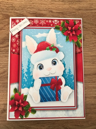 Festive Bunny With Present by Maxine Ottewell