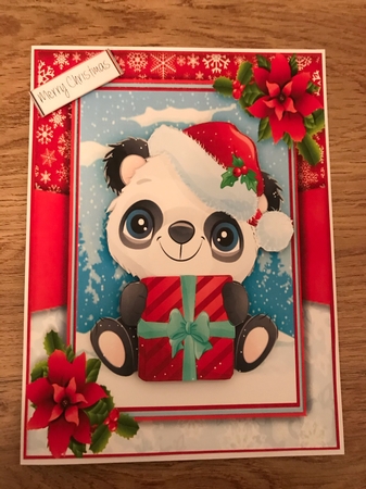 Festive Panda With Present by Maxine Ottewell
