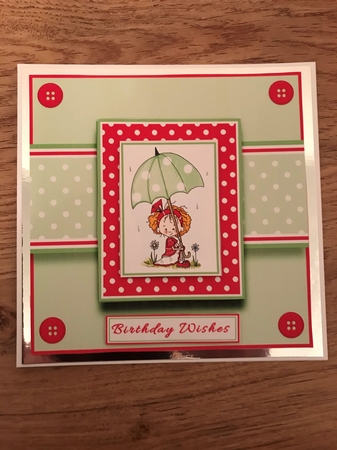 6x6 Charlies Green Umberella Decoupage  by Maxine Ottewell