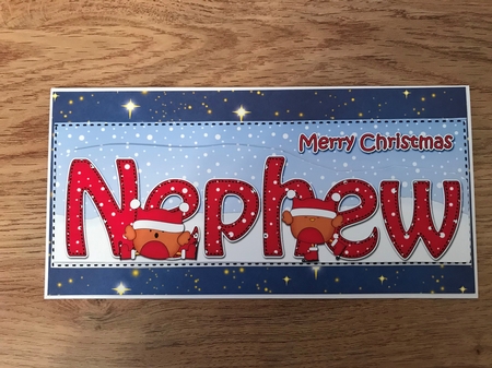 Large DL Merry Christmas NEPHEW 3D decoupage with Bobbin Robin by Maxine Ottewell