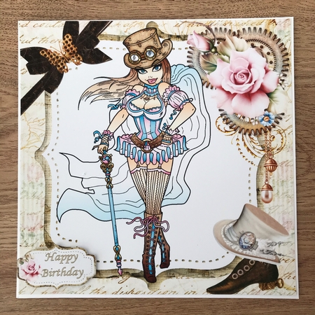8x8 Steampunk style birthday wishes 2 mini kit by Maxine Ottewell