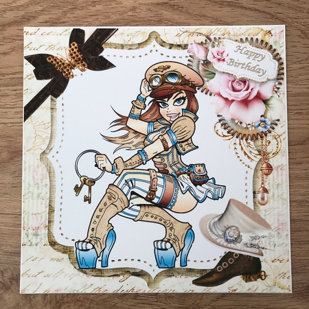 8x8 Steampunk style birthday wishes 3 mini kit by Maxine Ottewell