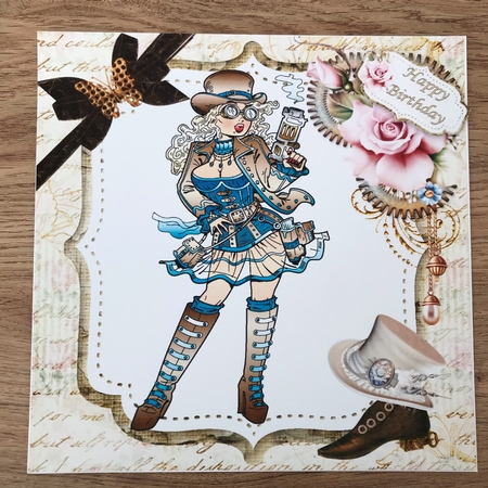 8x8 Steampunk style birthday wishes 4 mini kit by Maxine Ottewell