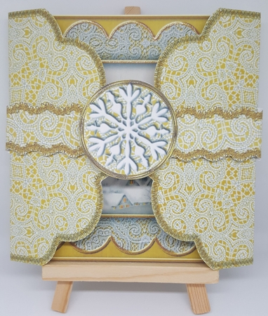 Ice Church Gold Poinsettia 3D Scallop Wrap Card Kit by Maxine SANDIAN