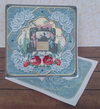 Wedding Car Silver Rose Fancy 8in Decoupage Cf Kit by Maxine SANDIAN