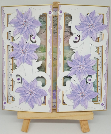 Lilac Snowscene2 Fancy Swirl Gatefold Card & Envelope Kit by Maxine SANDIAN