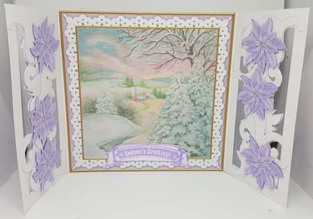 Lilac Snowscene2 Fancy Swirl Gatefold Card & Envelope Kit by Maxine SANDIAN